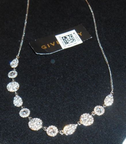 Givenchy Silver Tone & Crystal Rhinestone Double Strand 